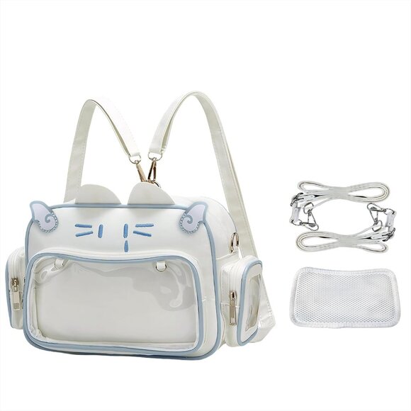 Kawaii White Cat Ita Bag - Stylish Waterproof Backpack for Young Trendsetters - Picture 1 of 9